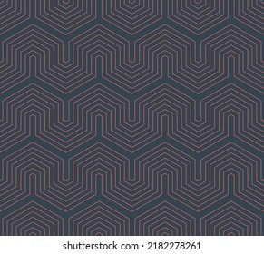 Trendy Geometric Bent Lines Motif Seamless Pattern Vector Exclusive Abstract Background. Modern Fashion Linear Unique Ornament Repetitive Wallpaper. Fine Line Art Continuous Neat Graphic Illustration