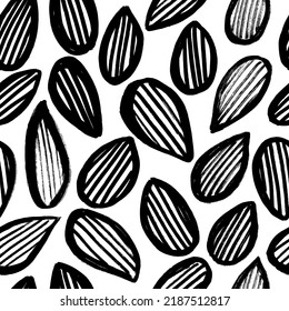 Trendy geometric black seamless pattern on white background.  Abstract geometric bold design. Grunge texture. Monochrome seamless vector pattern.  