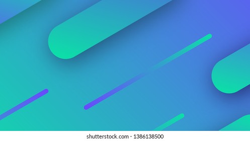 Trendy geometric blue background with abstract dynamic shapes. Banner design. Futuristic pattern. Vector illustration