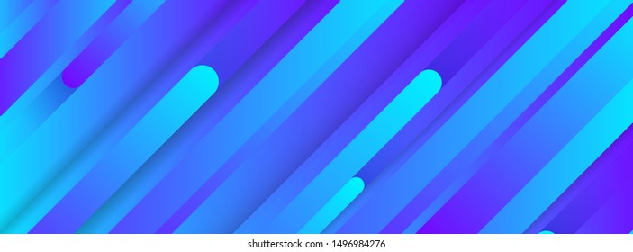 Trendy geometric blue background with abstract lines. Banner design. Futuristic dynamic pattern. Vector illustration