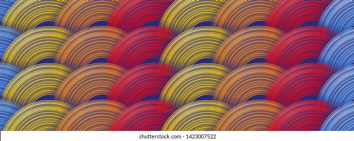 Trendy geometric colorful background with abstract circles shapes. Banner design. Futuristic dynamic pattern design. Vector illustration