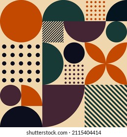 trendy geometric colorful background with different shapes