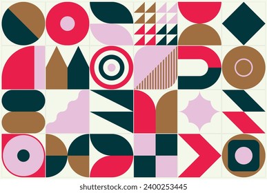 Trendy geometric composition with vintage minimalist shapes for background, poster or cover