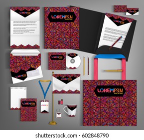 Trendy geometric corporate identity template design with  geometric elements. Modern abstract business set stationery. 