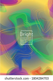 Trendy Geometric Cover Design with Gradient and Abstract Lines, Figures for your Business.  Banner Fluid Rainbow Poster Design, Gradient Effect for Branding.