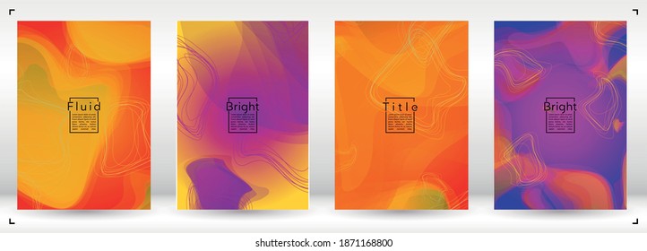 Trendy Geometric Cover Design with Gradient and Abstract Lines, Figures for your Business.  Poster Fluid Rainbow Poster Design, Gradient Effect for Branding.