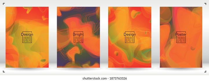 Trendy Geometric Cover Design with Gradient and Abstract Lines, Figures for your Business.  Cover Fluid Rainbow Poster Design, Gradient Effect for Annual Report.