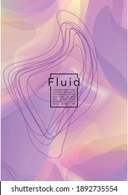 Trendy Geometric Cover Design with Gradient and Abstract Lines, Figures for your Business.  Page Fluid Rainbow Poster Design, Gradient Effect for Disco Party.