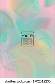 Trendy Geometric Cover Design with Gradient and Abstract Lines, Figures for your Business.  Coverage Fluid Rainbow Poster Design, Gradient Effect for Dj Party.