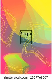 Trendy Geometric Cover Design with Gradient and Abstract Lines, Figures for your Business.  Mockup Fluid Rainbow Poster Design, Gradient Effect for Electronic Festival.