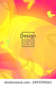 Trendy Geometric Cover Design with Gradient and Abstract Lines, Figures for your Business.  Flyer Fluid Rainbow Poster Design, Gradient Effect for Music Festival.