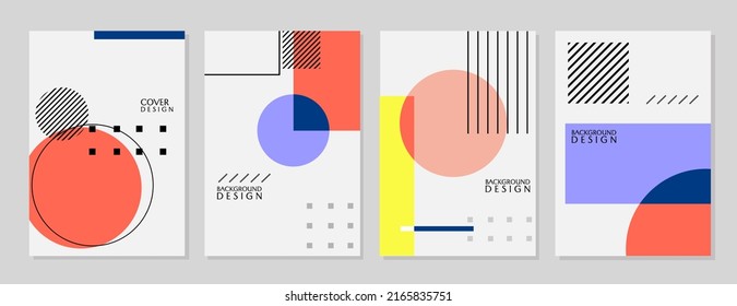 trendy geometric cover design set. abstract white background with shape elements. for presentation design, business, cover