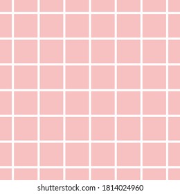 Patrón impecable y geométrico de moda desnudo a cuadros. Fondo de material vectorial para tela, papel pintado, papel de envoltura, textil, impresión. Cheque rosa y blanco, cuadrado, chapado, azulejos, cuaderno escolar