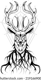 Trendy geometric deer tattoo design in polygonal style