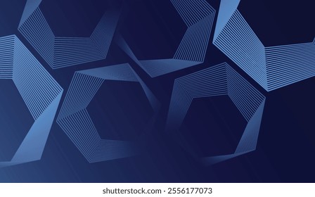 Trendy geometric design - Blue abstract background. Abstract glowing circle lines on dark blue background. Geometric stripe line art design. Modern shiny blue lines. Futuristic technology concept. Sui