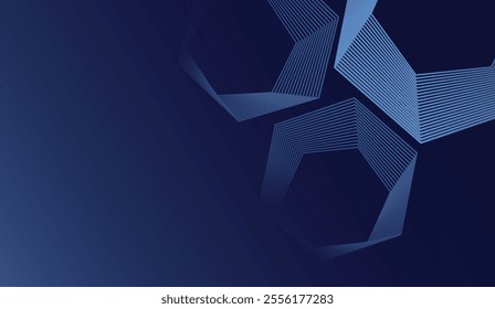 Trendy geometric design - Blue abstract background. Abstract glowing circle lines on dark blue background. Geometric stripe line art design. Modern shiny blue lines. Futuristic technology concept. Sui