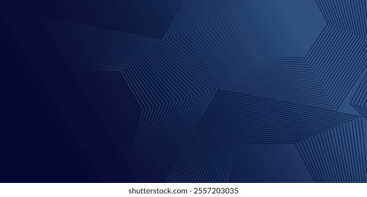 Trendy geometric design - Blue abstract background. Abstract glowing circle lines on dark blue background.