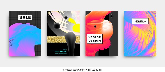 Trendy geometric design covers set. Vector illustrations.