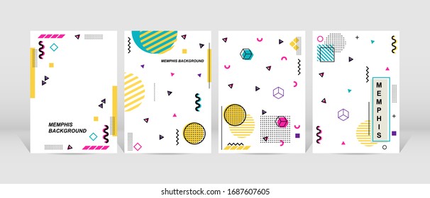 Trendy geometric design. Set of trendy memphis design. Cool geometric background design. Applicable for flyer, brochure, cover, magazine, book, banner, etc.