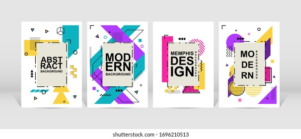 Trendy geometric design. Set of trendy memphis design. colorful geometric background design. Applicable for flyer, brochure, cover, magazine, book, banner, etc.