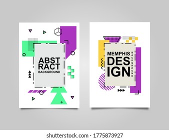 Trendy geometric design. Set of trendy memphis design. colorful geometric background design. Applicable for flyer, brochure, cover, magazine, book, banner, etc.