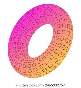 Trendy geometric donut with geometric pattern. 2000s style element for posters, stickers, web, clothes, etc.