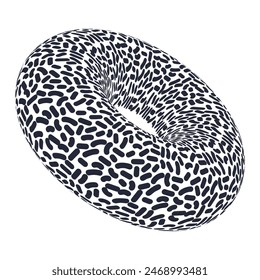 Trendy geometric donut with geometric pattern. 2000s style element for posters, stickers, web, clothes, etc.