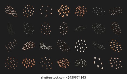 Trendy geometric dotted minimal element collection, doodle liquid amorphous silhouette design, cute organic asymmetric form art, modern boho irregular symbol graphic, flat abstract random shape set,