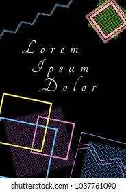 Trendy geometric elements memphis cards. Retro style texture, pattern and geometric elements. Modern abstract design poster, cover, card design.