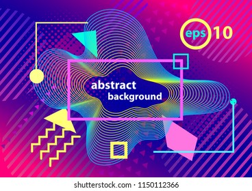 Trendy geometric elements memphis cards. Retro style texture, pattern and geometric elements. Modern abstract design poster, cover, card design.