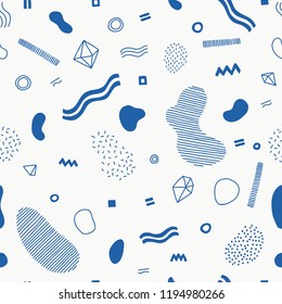 Trendy geometric elements memphis cards. Retro style texture, pattern and geometric elements. Modern abstract design poster, cover, card design.