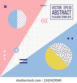 Trendy geometric elements memphis cards. Retro style texture, pattern and geometric elements. Modern abstract design poster, cover, card design.
