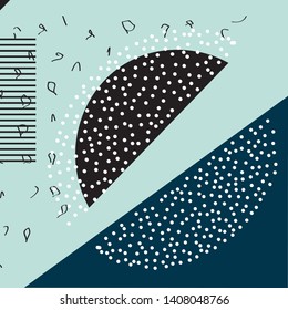 Trendy geometric elements memphis cards. Geometric style texture, pattern and geometric elements. Modern abstract design poster, cover, card design. Contemporary art collage