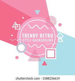 Trendy geometric elements Memphis cards. Retro style texture, pattern and geometric elements