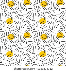 Elementos geométricos de moda de las tarjetas memphis, patrón sin fisuras. Textura de estilo retro. Afiche moderno de diseño abstracto, portada, diseño de tarjeta. Ilustración del vector