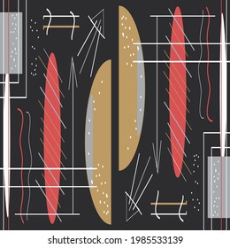 Trendy geometric elements memphis cards. Geometric style texture, pattern and geometric elements. Modern abstract design poster, cover, card design. Contemporary art collage