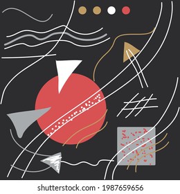 Los elementos geométricos de moda hacen memphis las tarjetas. Textura de estilo geométrico, patrón y elementos geométricos. Afiche moderno de diseño abstracto, portada, diseño de tarjeta. Colección de arte contemporáneo