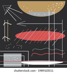 Los elementos geométricos de moda hacen memphis las tarjetas. Textura de estilo geométrico, patrón y elementos geométricos. Afiche moderno de diseño abstracto, portada, diseño de tarjeta. Colección de arte contemporáneo