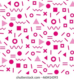 Trendy geometric elements memphis cards.  Retro style texture, pattern and geometric elements. Modern abstract design poster, cover, card design.