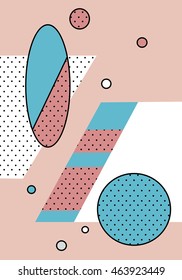 Trendy geometric elements memphis cards. Retro style texture, pattern and geometric elements. Modern abstract design poster, cover, card design. eps 10