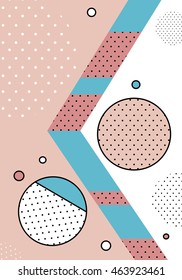 Trendy geometric elements memphis cards. Retro style texture, pattern and geometric elements. Modern abstract design poster, cover, card design. eps 10