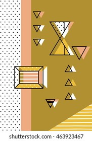 Trendy geometric elements memphis cards. Retro style texture, pattern and geometric elements. Modern abstract design poster, cover, card design. eps 10