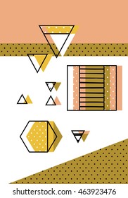 Trendy geometric elements memphis cards. Retro style texture, pattern and geometric elements. Modern abstract design poster, cover, card design. eps 10