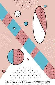 Trendy geometric elements memphis cards. Retro style texture, pattern and geometric elements. Modern abstract design poster, cover, card design. eps 10