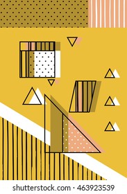 Trendy geometric elements memphis cards. Retro style texture, pattern and geometric elements. Modern abstract design poster, cover, card design. eps 10