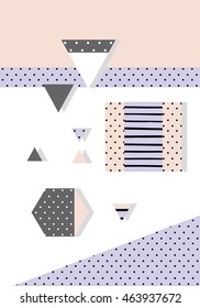 Trendy geometric elements memphis cards. Retro style texture, pattern and geometric elements. Modern abstract design poster, cover, card design. eps 10