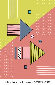 Trendy geometric elements memphis cards. Retro style texture, pattern and geometric elements. Modern abstract design poster, cover, card design. eps 10