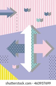 Trendy geometric elements memphis cards. Retro style texture, pattern and geometric elements. Modern abstract design poster, cover, card design. eps 10