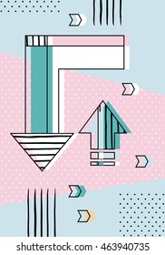Trendy geometric elements memphis cards. Retro style texture, pattern and geometric elements. Modern abstract design poster, cover, card design. eps 10