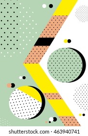 Trendy geometric elements memphis cards. Retro style texture, pattern and geometric elements. Modern abstract design poster, cover, card design. eps 10